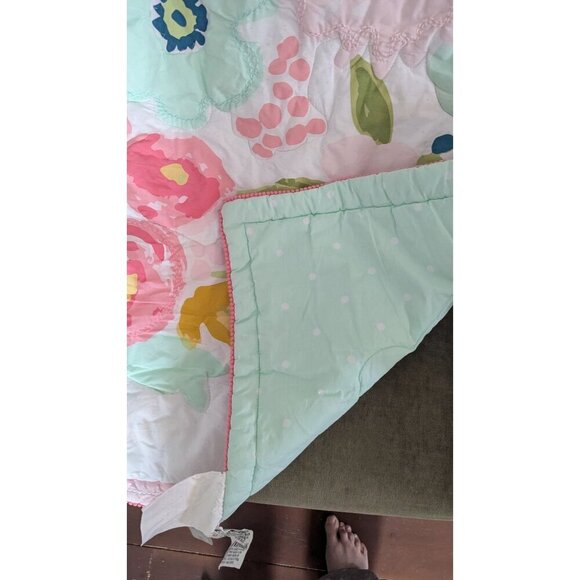 Cloud Island Reversible Baby Blanket With Floral & Dots Pattern Cotton Pink & Mi - Picture 5 of 8